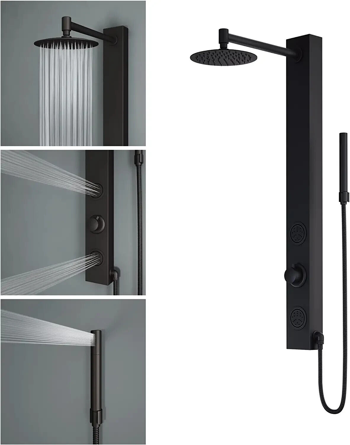 Vigo Vg08016mb Gardenia Retrofit Shower Panel With Shower Head - Matte Black