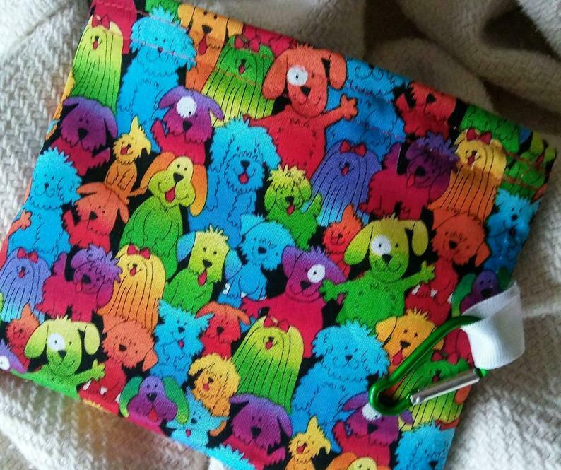 Dog Treat Bag, Training Bag, Dog Supplies, "colorful Dogs Pup Snackies"