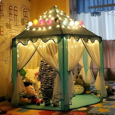 Portable Pop Up Play Tent Kids Girl Princess Castle Outdoor Playhouse Blue