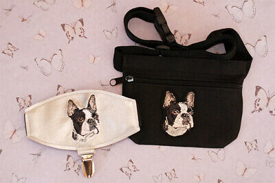 Boston Terrier Dog Show Set - Dog Treat Bag And Arm Band Ring Number Holder.