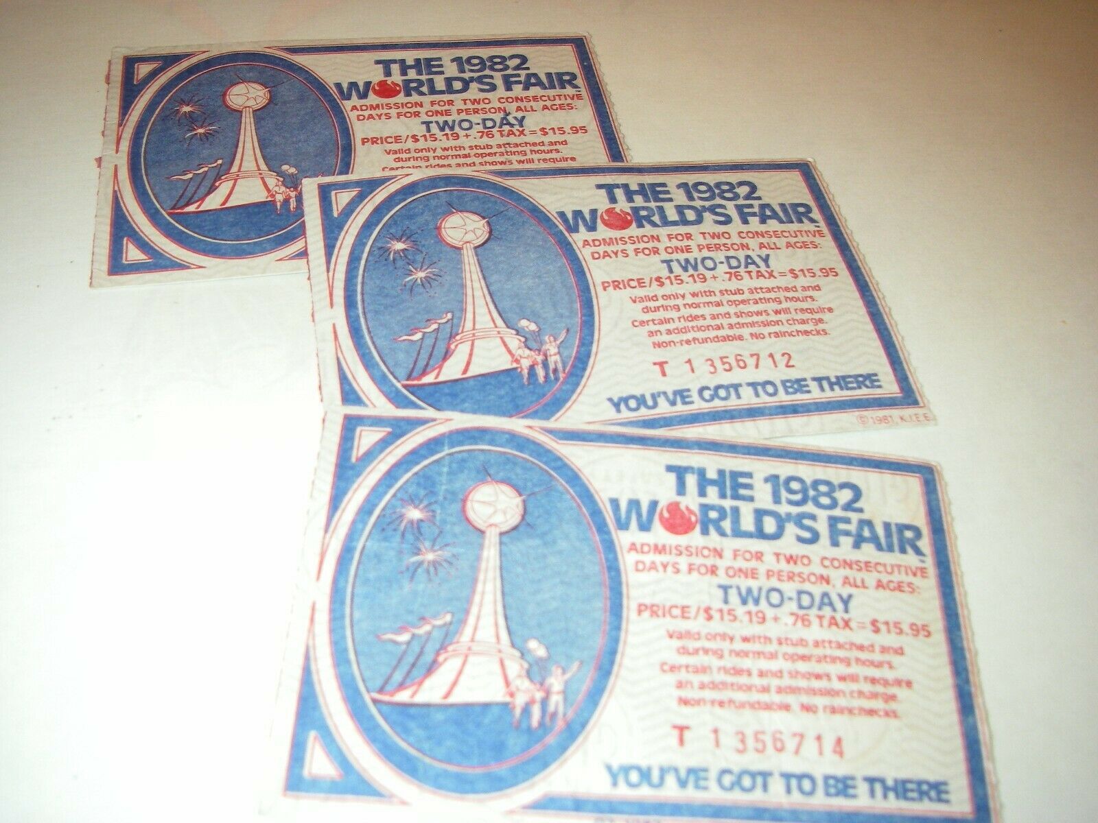 1982 World's Fair Knoxville Tennessee Tickets 2 Day Passes Lot Of 3