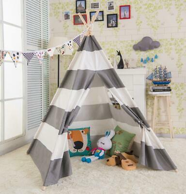 Portable Playhouse Sleeping Dome Indian Teepee Tent Kids Play House Gray White