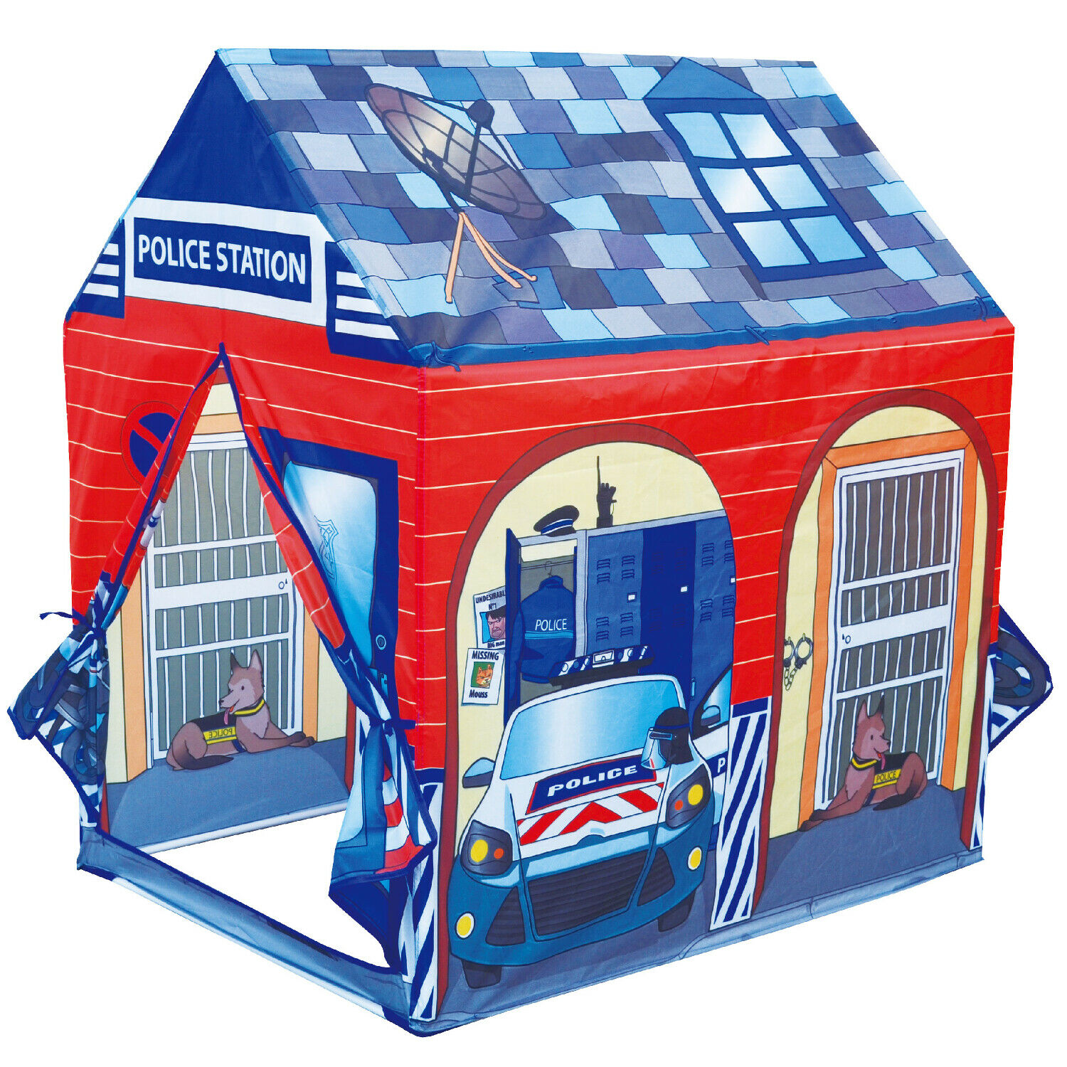 Police Station Play Tent Kids Pretend Super Hero Playhouse Children Toy Castle