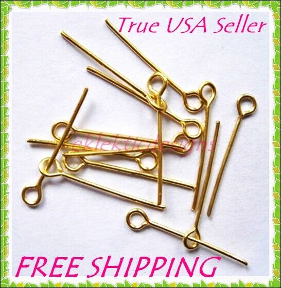18mm .7mm 21ga 100pc Gold Plated Iron Based Alloy Eyepins Eye Pins Free Shipping