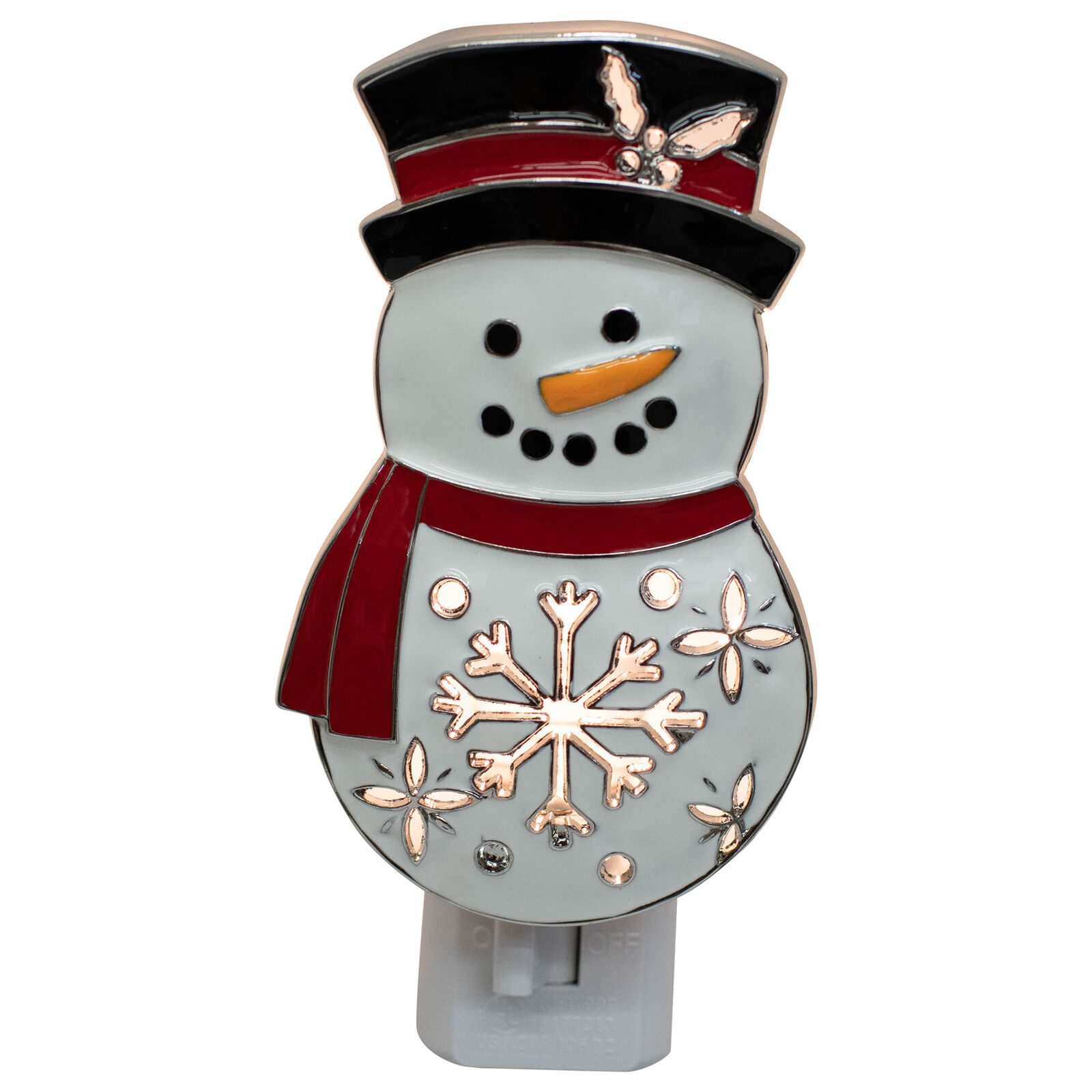 Ganz Shiny White Smiling Snowman 4 X 2.5 X 2 Metal Plug In Night Light