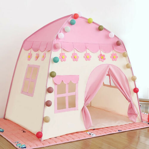 Princess Tent Pink Oxford Fabric Castle Tent For Girls Children With Carry Bag