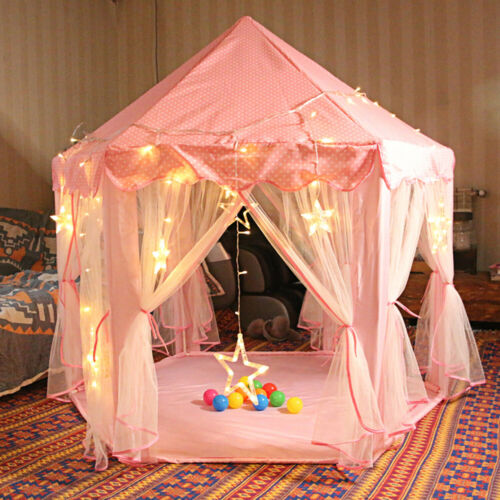 Girls Pink Princess Castle Cute Playhouse Children Kids Play Tent Outdoor Toys