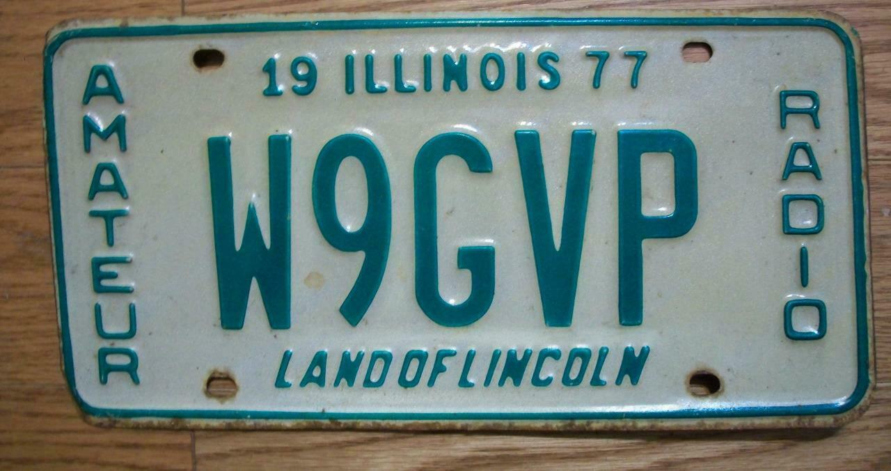 Single Illinois License Plate - 1977 - W9gvp - Amateur Radio - Land Of Lincoln