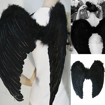 Halloween Feather Angle Wings Fancy Dress Costume Party For Kids Adults Black Us