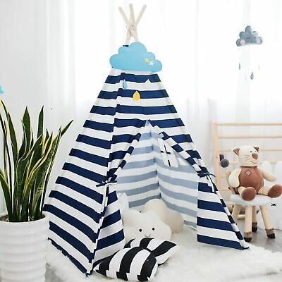 Girls Blue Play Tent Teepee Kids Playhouse Sleeping Dome Portable Outdoor Toys