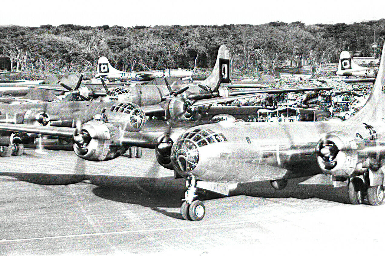 World War Ii- 29th Bombardment Group Heavy- Guam-b-29 Aircraft-1945 8x12 Photo