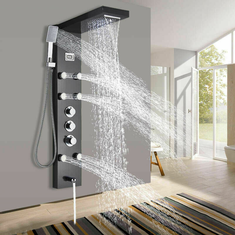 Thermostatic Oil Rubbed Bronze Shower Panel Rain&waterfall Tower Massage System
