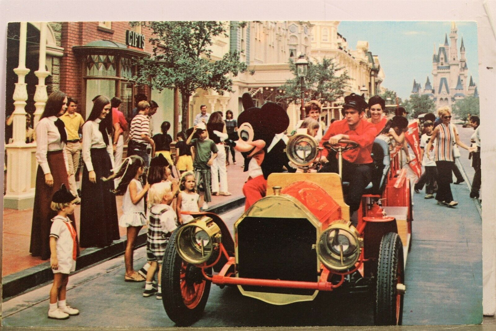 Walt Disney Walt Disney World Main Street Usa Mickey Mouse Fire Engine Postcard