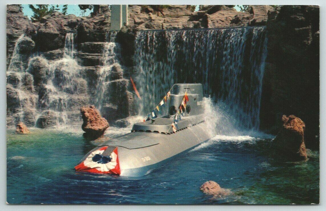 Disneyland Submarine Falls E-8 Vintage Postcard $f