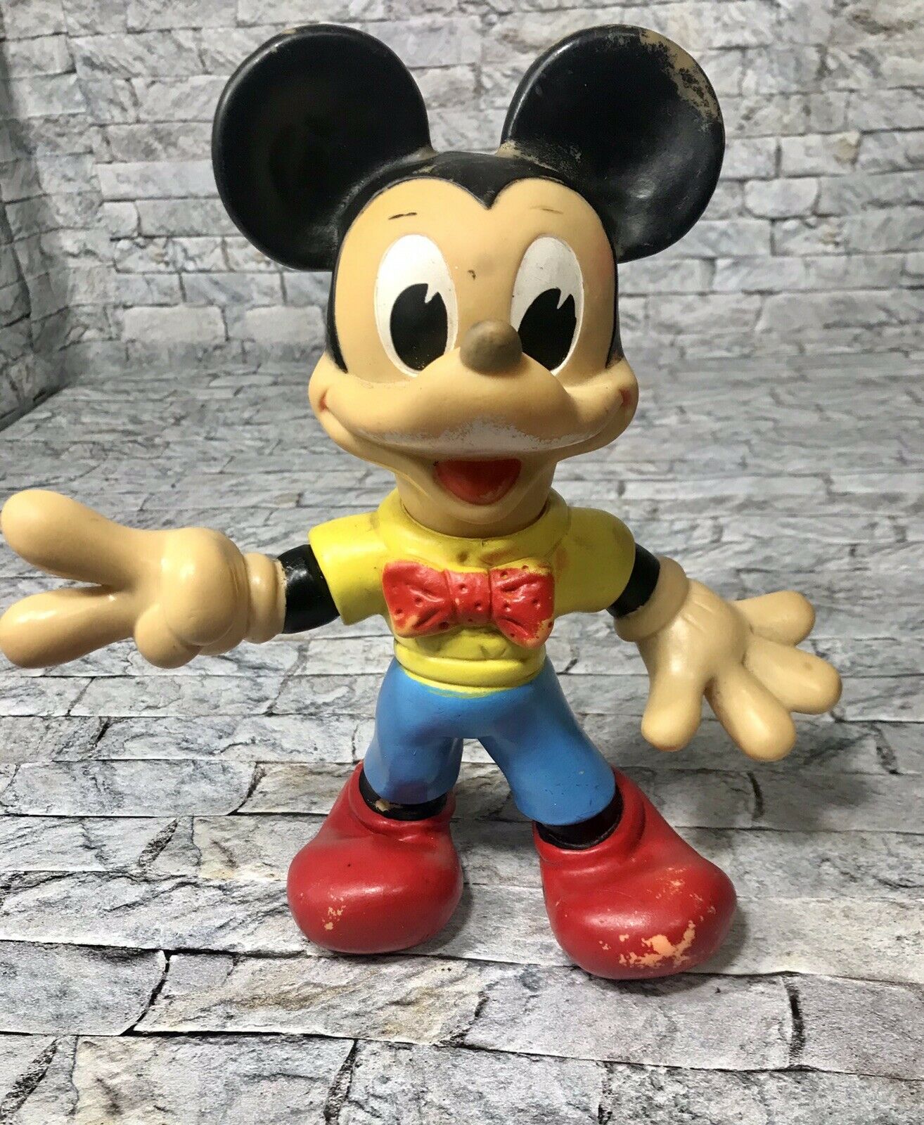 Vintage Mickey Mouse Squeak Rubber Toy Disney Ledraplastic Italy 1960s