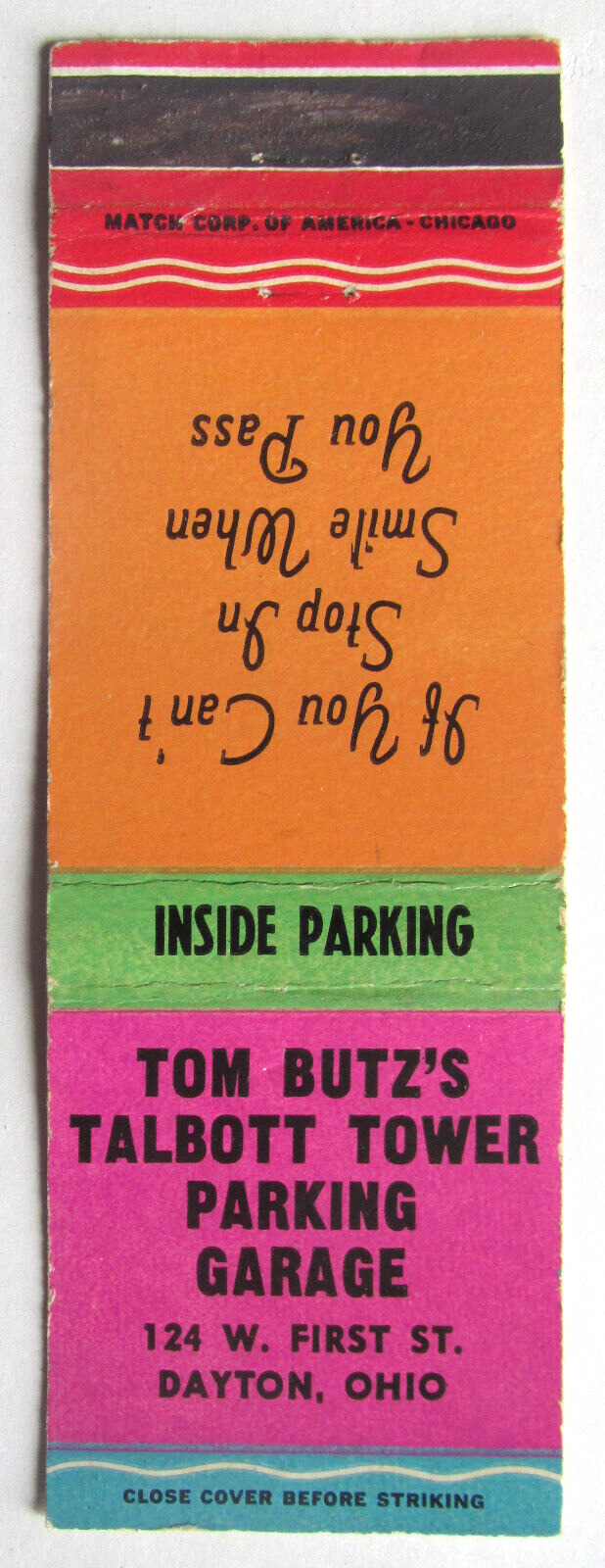 Tom Butz's Talbott Tower Parking Garage - Dayton, Ohio 20 Strike Matchbook Cover