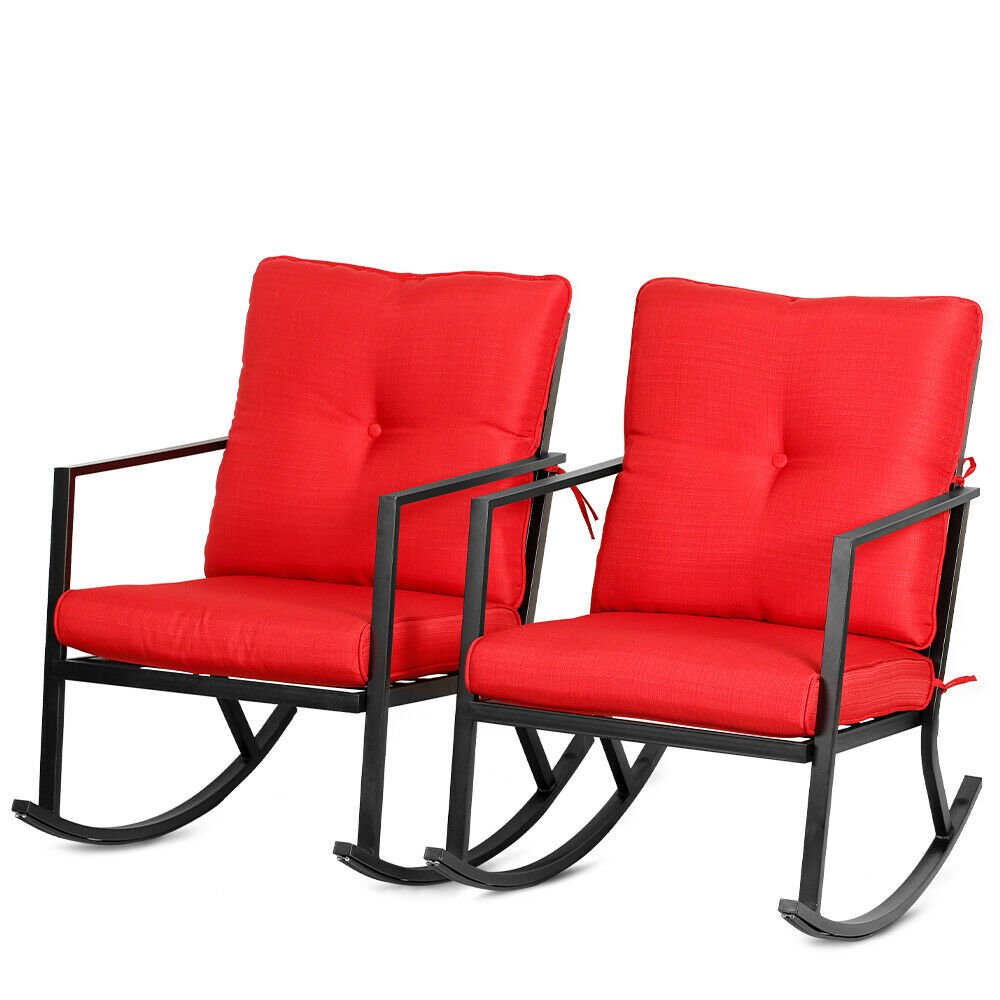 Bali Outdoor 2pcs Modern Outdoor Patio Rocking Chairs Furniture Thick Cushions