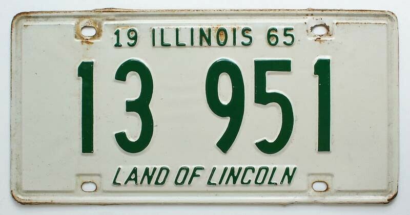 Vintage Illinois 1965 License Plate, 13 951