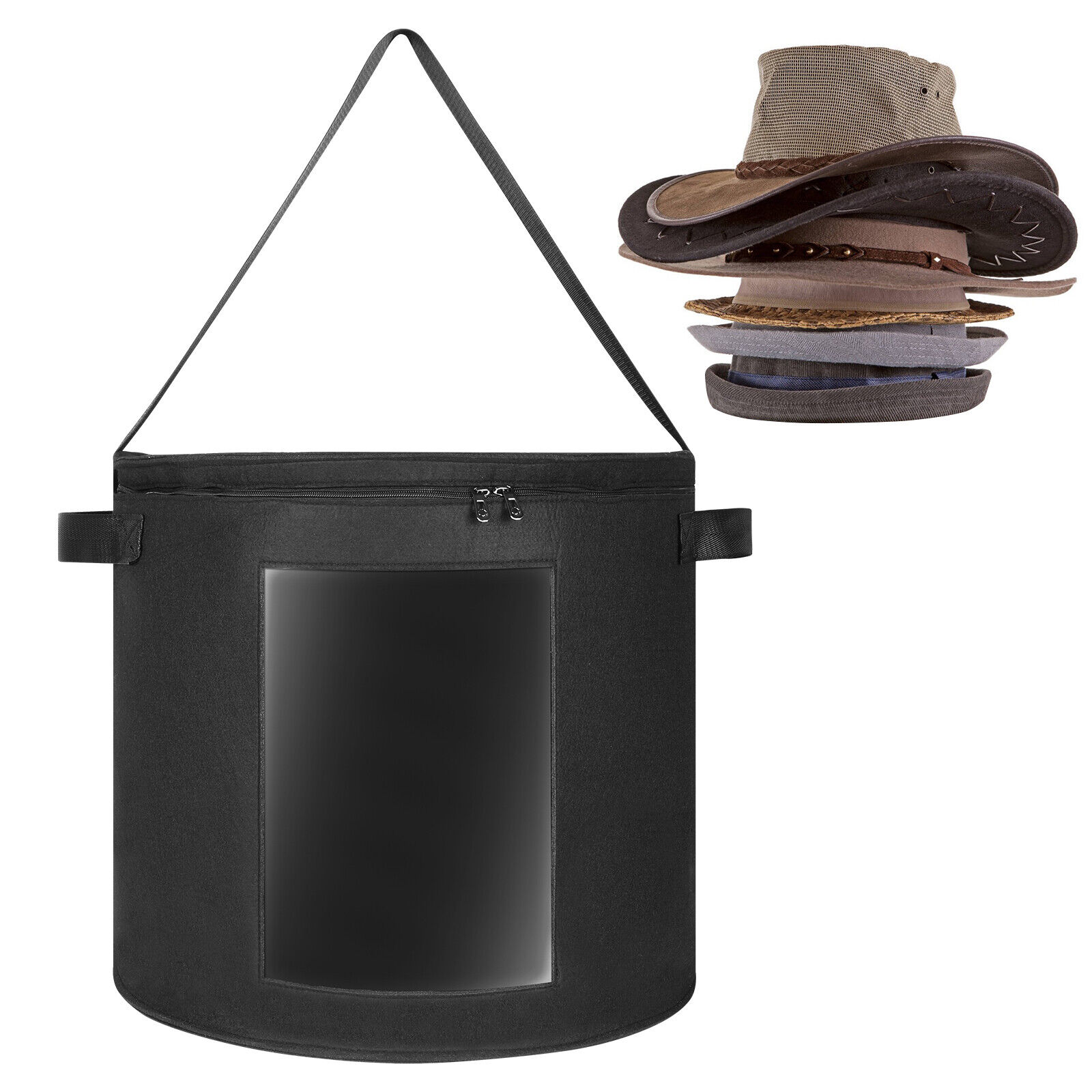 Large Round Hat Storage Box Foldable Felt Cowboy Beach Hat Travel Case Organizer