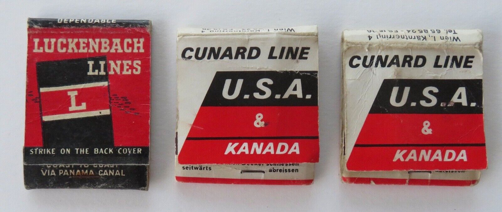 Nx63 Luckenbach Lines & Cunard Germany To Us & Canada ** Three ** Matchbooks