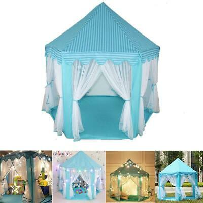 Portable Princess Castle Play House Blue Large Indoor/outdoor Kids Play Tent