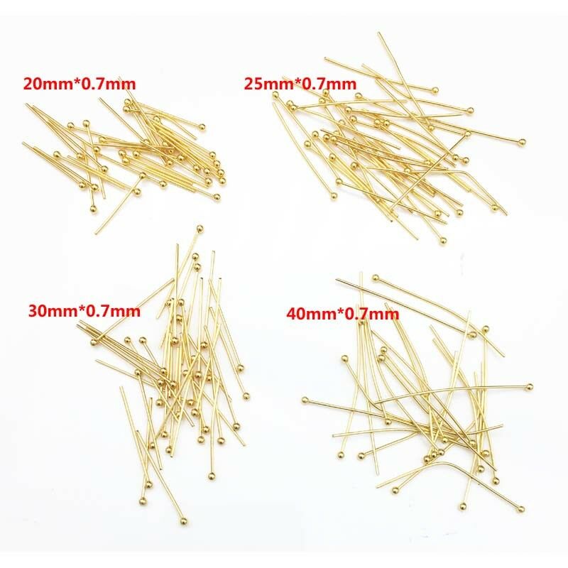 50pcs Gold Tone Stainless Steel Ball Head Pins For Jewelry Making 20/25/30/40mm