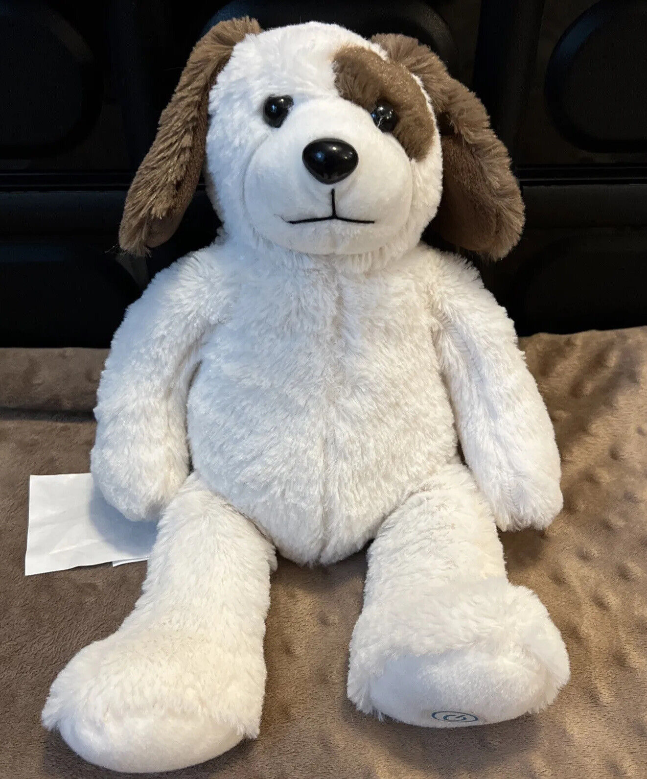 Dog Plush 14" Puppy Brown White Vibrates Leader Light Stuffed Animal Soft Toy