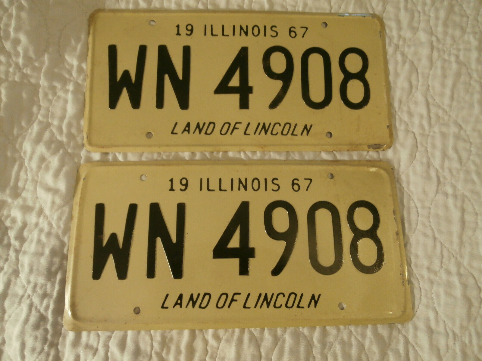 Illinois 1967 Vintage License Plate Pair Classic Muscle Car Tags Man Cave Wn4908