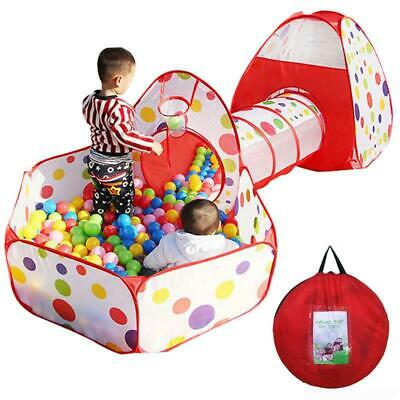 Portable Kids Indoor Outdoor Play Tent Crawl Tunnel Set 3 In 1 Ball Pit Tent Us