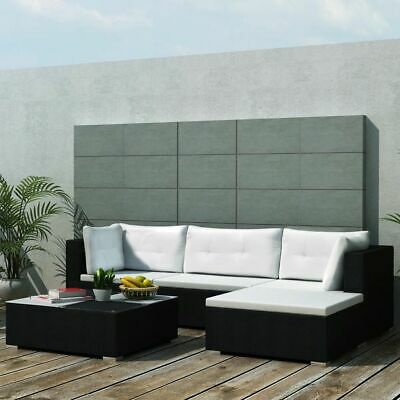 Vidaxl Outdoor Sofa Set 14 Pieces Wicker Poly Rattan Black Garden Patio Lounge