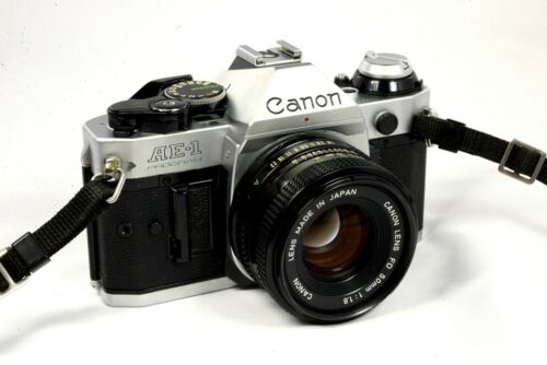Canon Ae-1 Program 35mm Slr Camera With 50mm F/1.8 Lens -very Good Fast Shipping