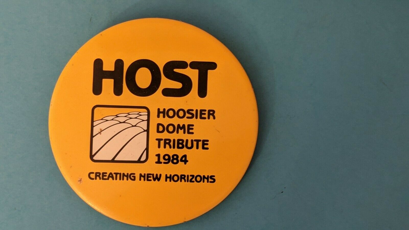 Vintage 1984 Hoosier Dome Tribute Creating New Horizons Host Pin Pinback Button