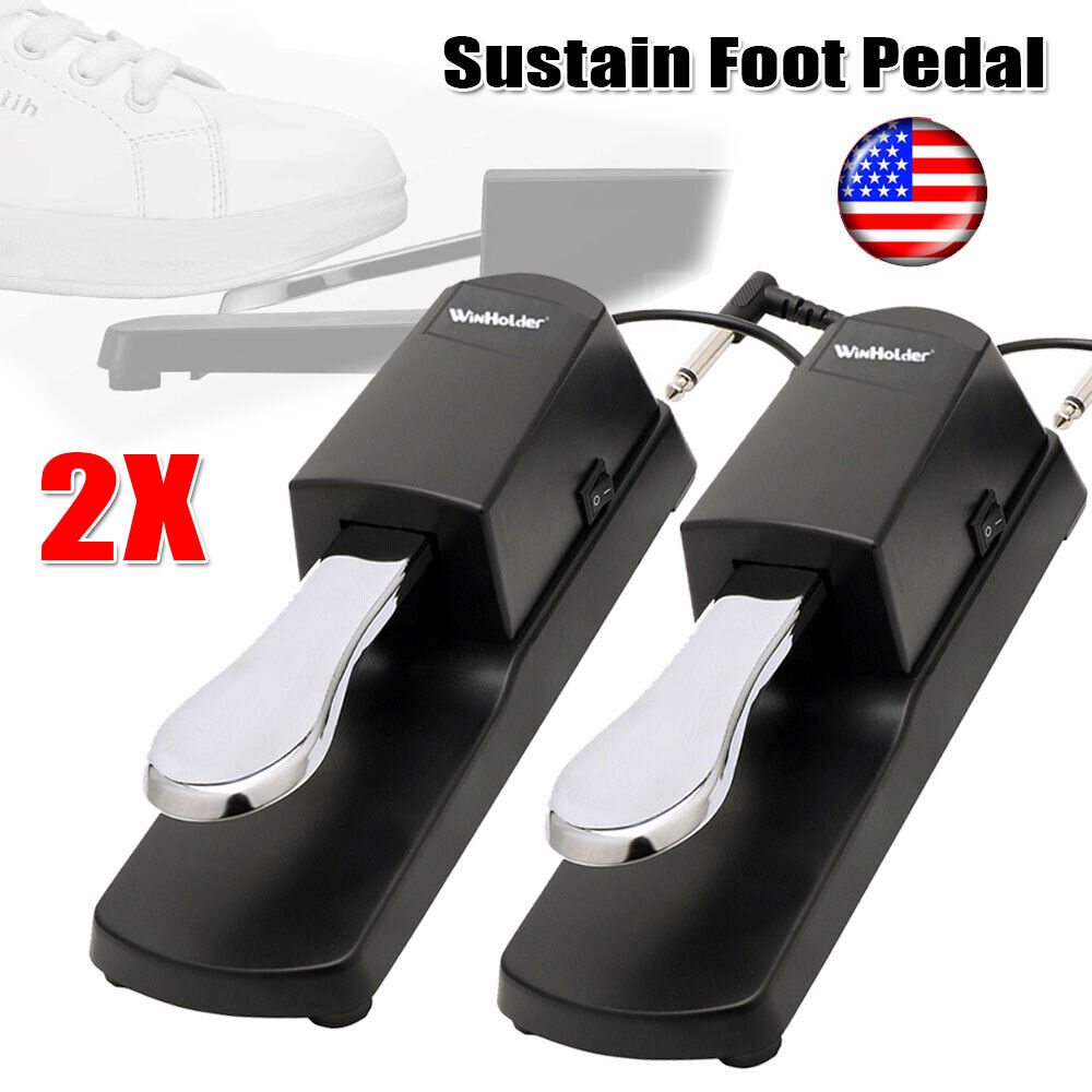 2x Damper Sustain Pedal Foot For Electronic Yamaha Casio Piano Midi Keyboard