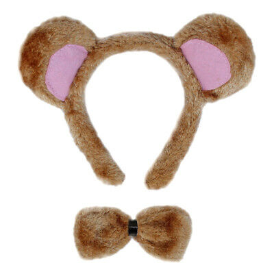 Bear Ears & Bow Tie Costume Set ~ Halloween Bear Dress Up Party Accessory Kit